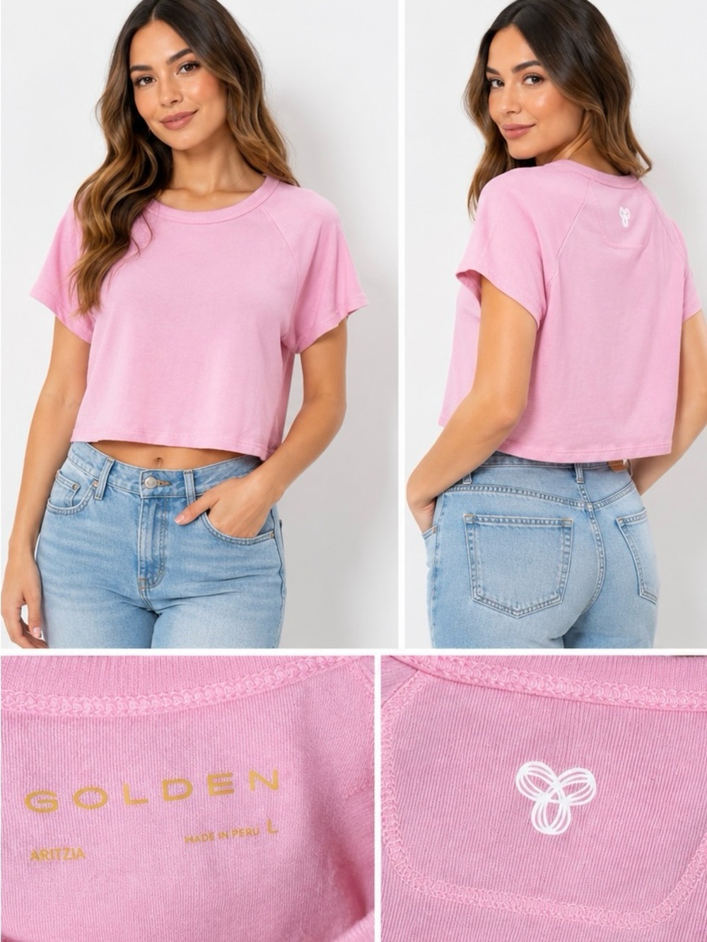 🚨 Aritzia Golden Pink Cropped Crewneck Tee